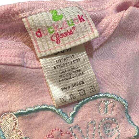 Duck Duck Goose Short Sleeve Bodysuit Baby Girl 3-6 Months Pink Embroidered Top - Picture 4 of 8
